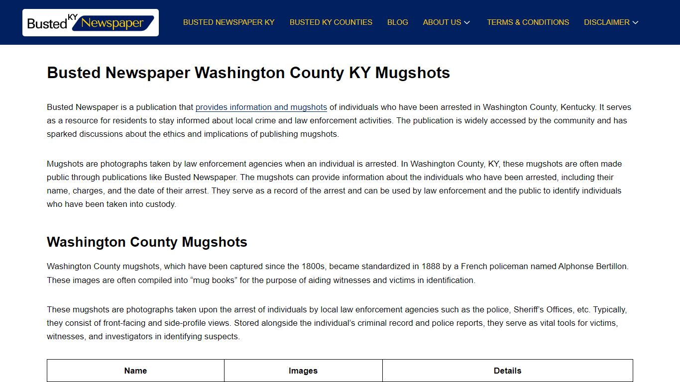 Busted Newspaper Washington County KY Mugshots