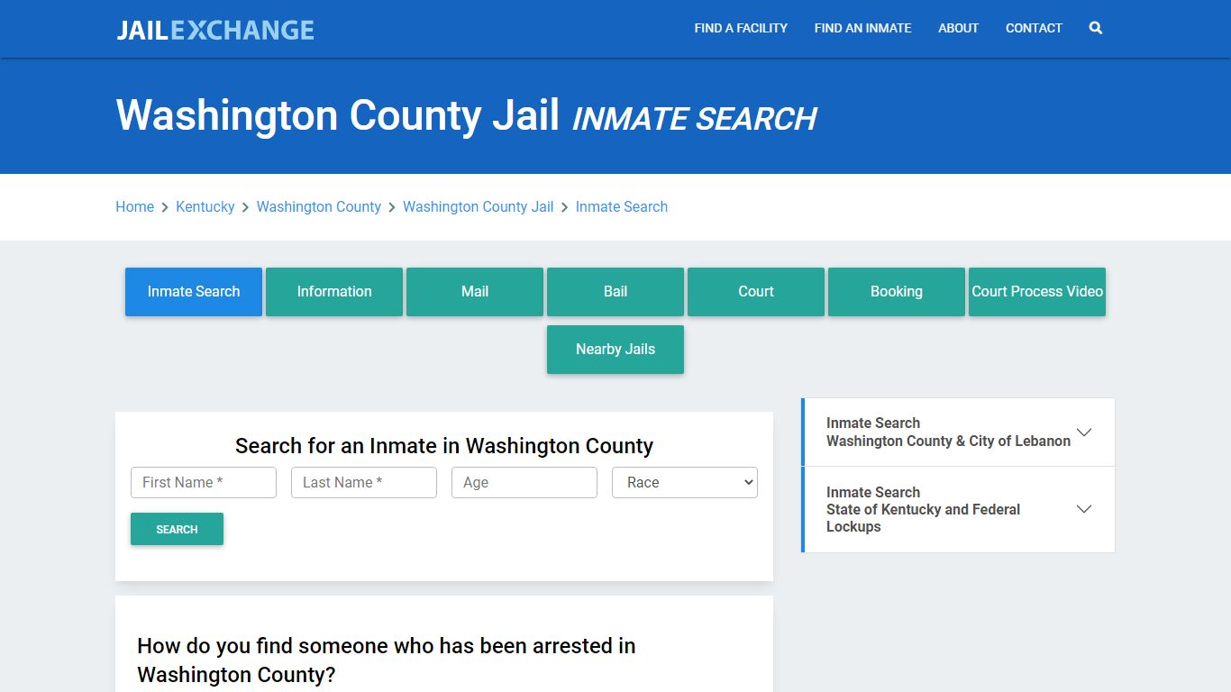 Washington County Jail, KY Inmate Search: Roster & Mugshots