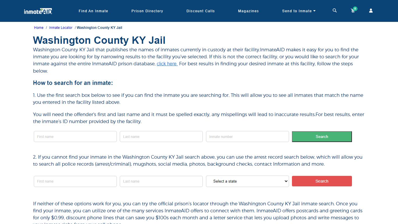 Washington County KY Jail - InmateAid