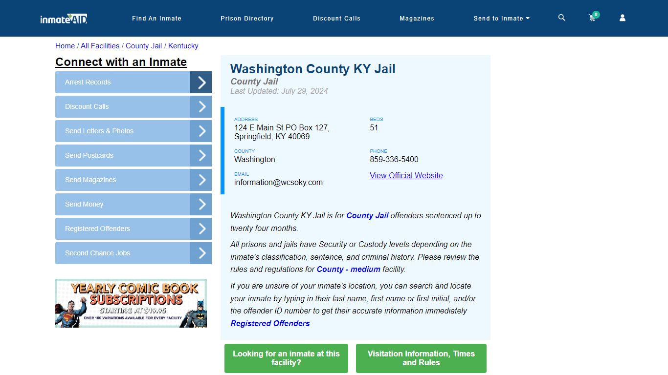 Washington County KY Jail - Inmate Locator